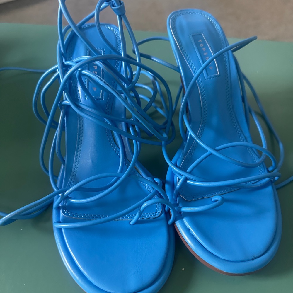 Topshop Electric Blue Lace-Up Sandals